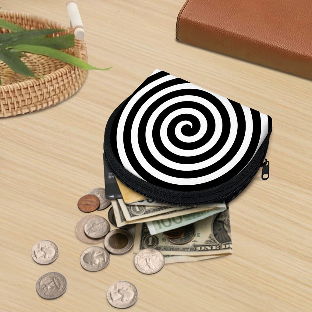 Black And White Swirl Illusion Print Coin Purse