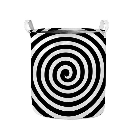 Black And White Swirl Illusion Print Collapsible Laundry Basket