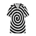 Black And White Swirl Illusion Print Cotton Hawaiian Shirt
