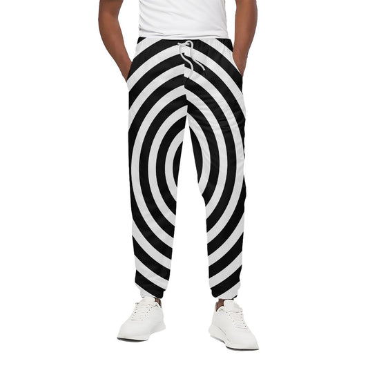 Black And White Swirl Illusion Print Cotton Pants