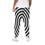 Black And White Swirl Illusion Print Cotton Pants