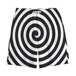 Black And White Swirl Illusion Print Cotton Shorts