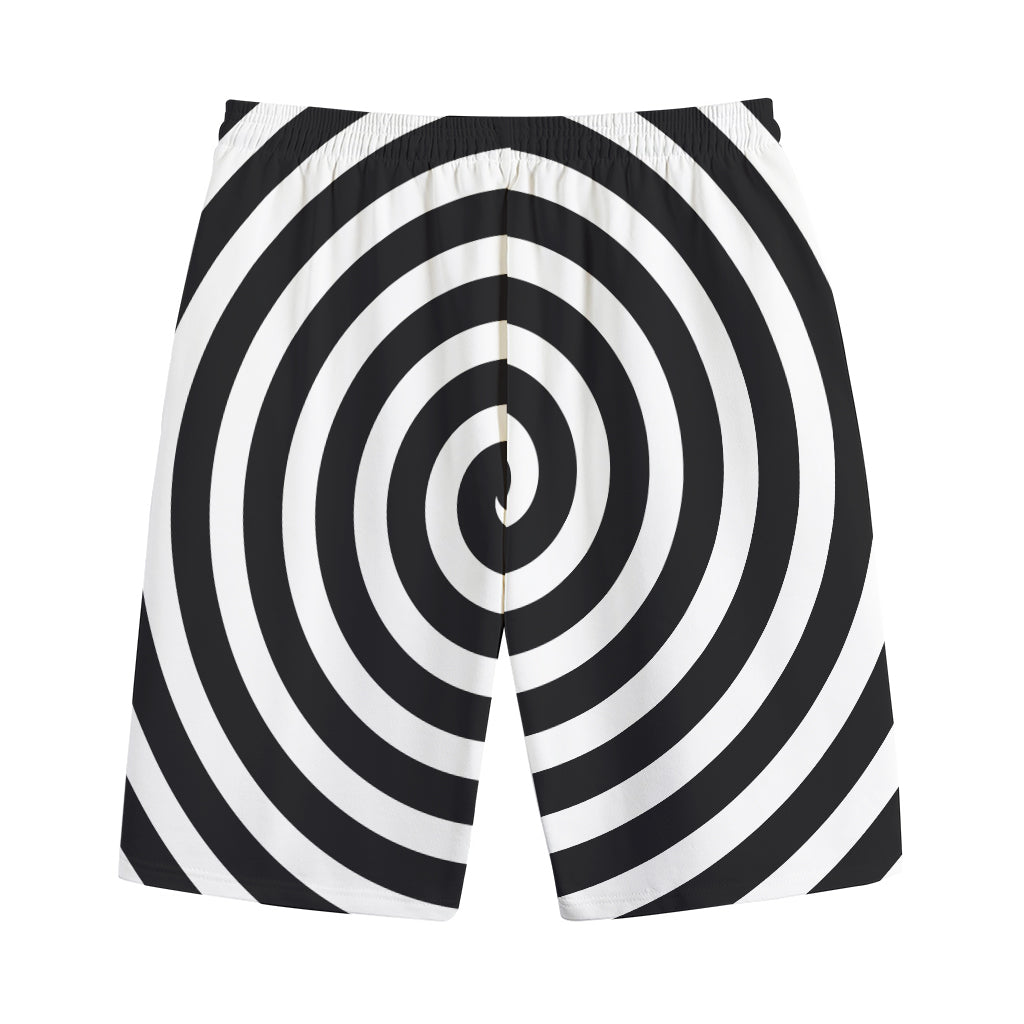 Black And White Swirl Illusion Print Cotton Shorts