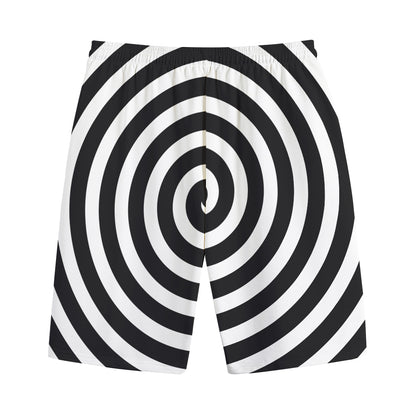 Black And White Swirl Illusion Print Cotton Shorts