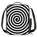 Black And White Swirl Illusion Print Crossbody Lunch Bag