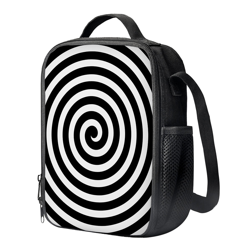 Black And White Swirl Illusion Print Crossbody Lunch Bag