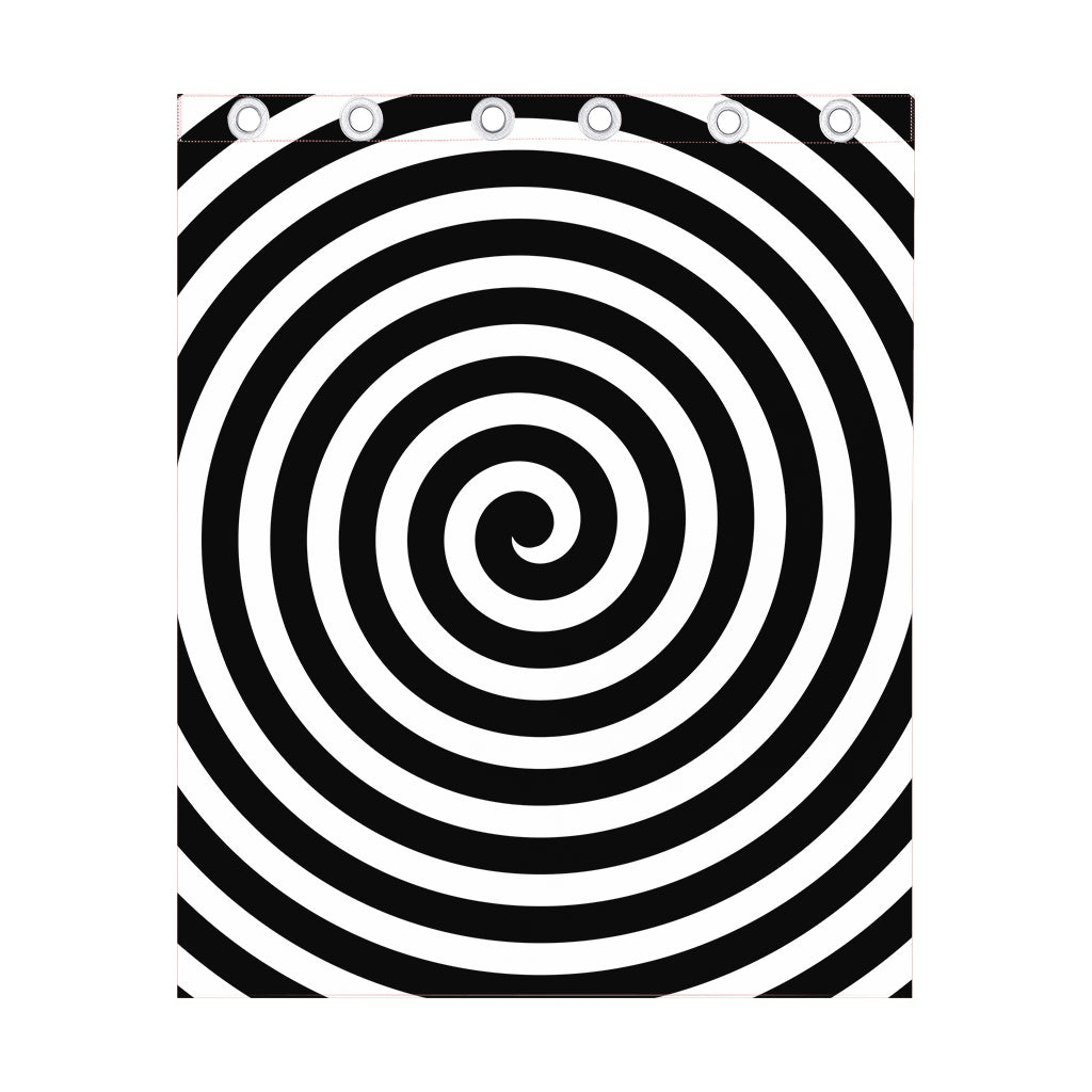 Black And White Swirl Illusion Print Curtain