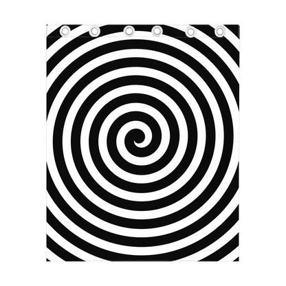 Black And White Swirl Illusion Print Curtain