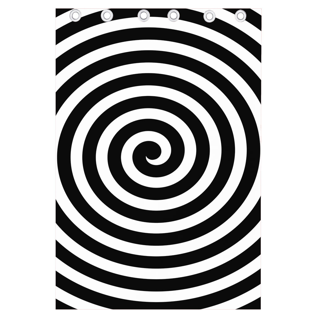 Black And White Swirl Illusion Print Curtain