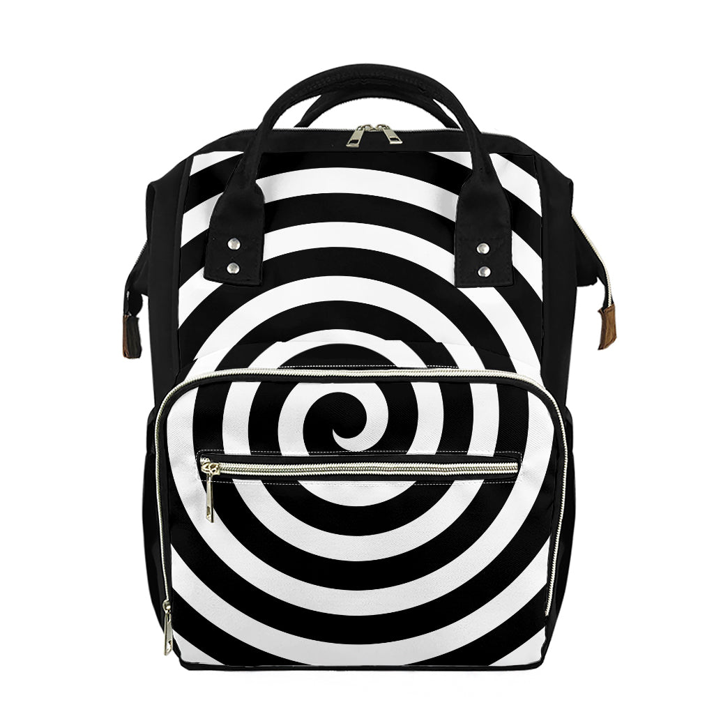 Black And White Swirl Illusion Print Diaper Bag