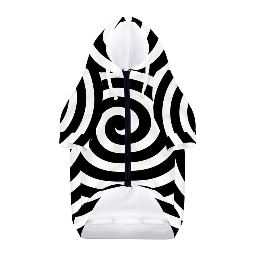 Black And White Swirl Illusion Print Dog Zip Up Hoodie