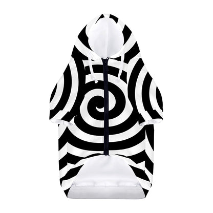 Black And White Swirl Illusion Print Dog Zip Up Hoodie