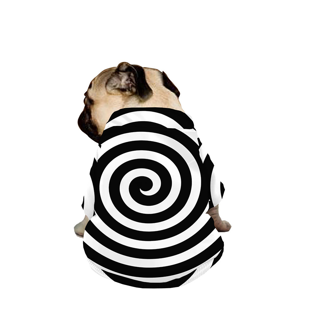 Black And White Swirl Illusion Print Dog Zip Up Jacket