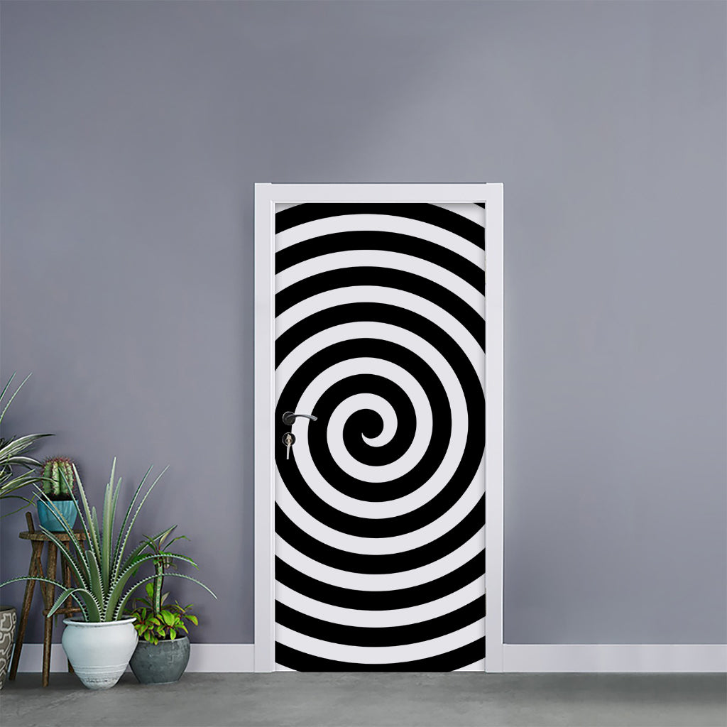 Black And White Swirl Illusion Print Door Sticker