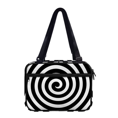 Black And White Swirl Illusion Print Double Strap Bible Bag