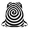 Black And White Swirl Illusion Print Drawstring Backpack