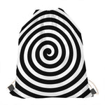 Black And White Swirl Illusion Print Drawstring Bag
