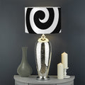 Black And White Swirl Illusion Print Drum Lamp Shade