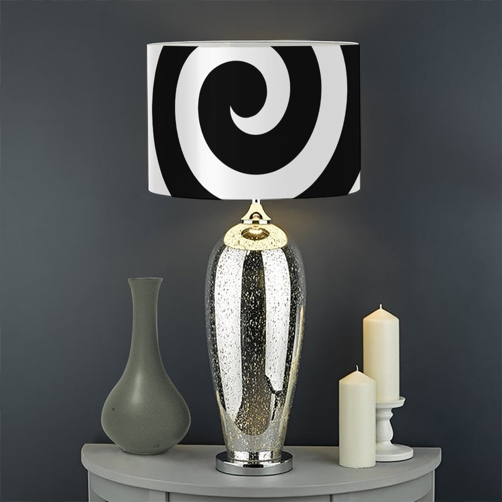 Black And White Swirl Illusion Print Drum Lamp Shade
