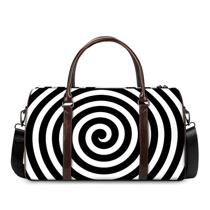 Black And White Swirl Illusion Print Duffle Bag
