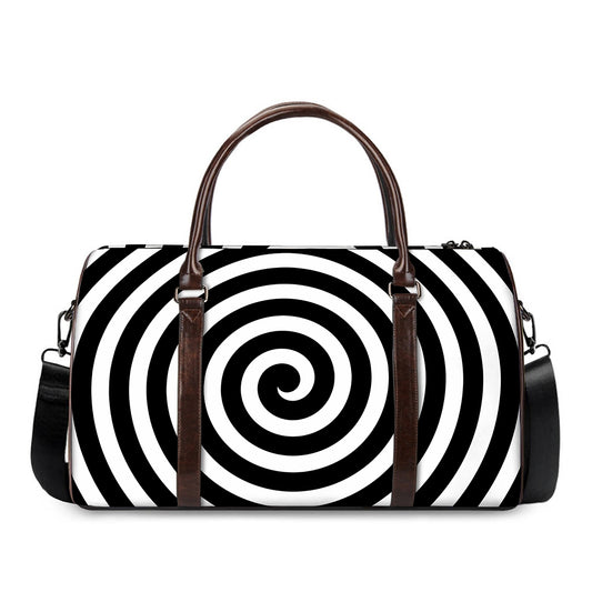 Black And White Swirl Illusion Print Duffle Bag