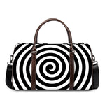 Black And White Swirl Illusion Print Duffle Bag