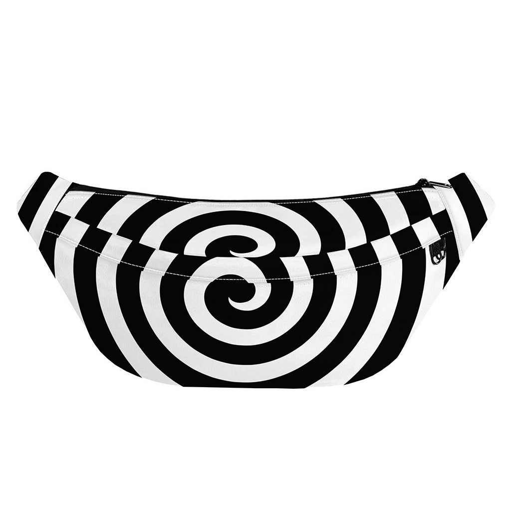 Black And White Swirl Illusion Print Fanny Pack