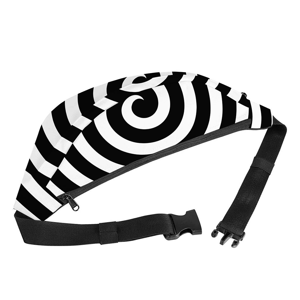 Black And White Swirl Illusion Print Fanny Pack