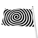 Black And White Swirl Illusion Print Flag