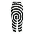 Black And White Swirl Illusion Print Fleece Lined Knit Pants