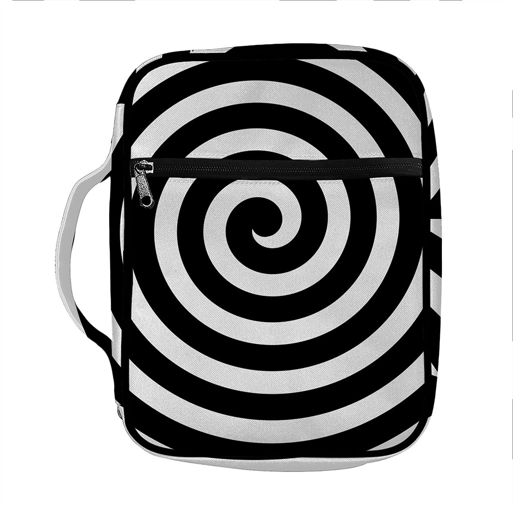 Black And White Swirl Illusion Print Front Pocket Bible Bag