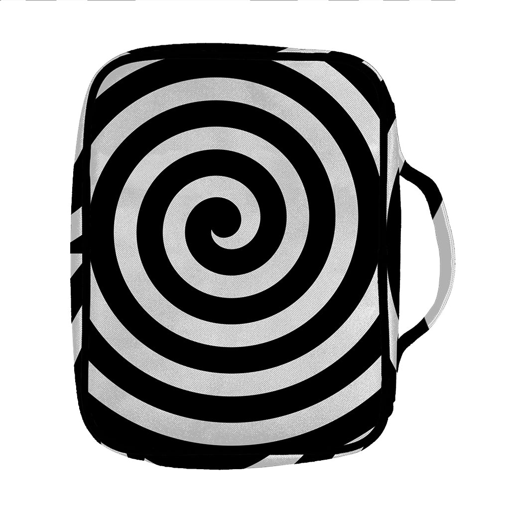 Black And White Swirl Illusion Print Front Pocket Bible Bag
