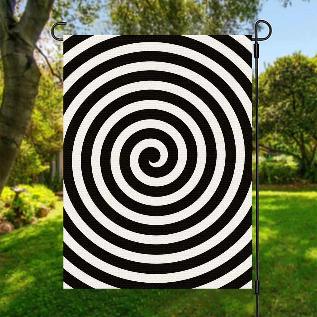 Black And White Swirl Illusion Print Garden Flag