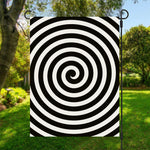Black And White Swirl Illusion Print Garden Flag