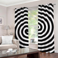 Black And White Swirl Illusion Print Grommet Curtains