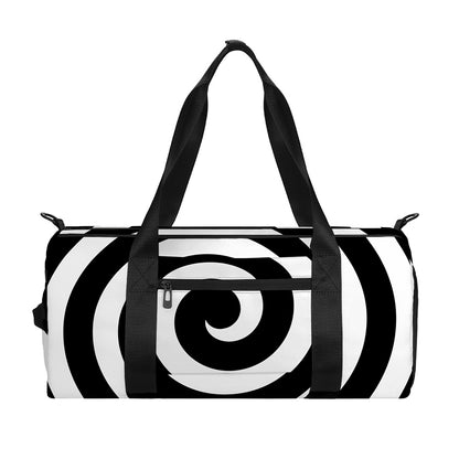 Black And White Swirl Illusion Print Gym Bag
