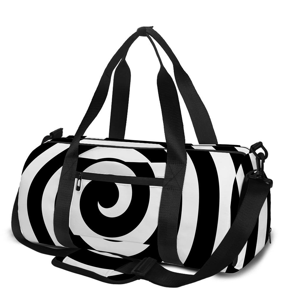 Black And White Swirl Illusion Print Gym Bag