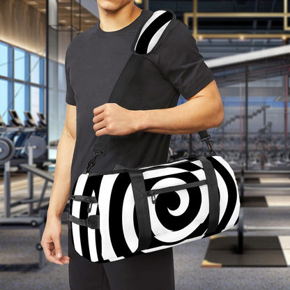 Black And White Swirl Illusion Print Gym Bag