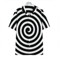 Black And White Swirl Illusion Print Hawaiian Shirt