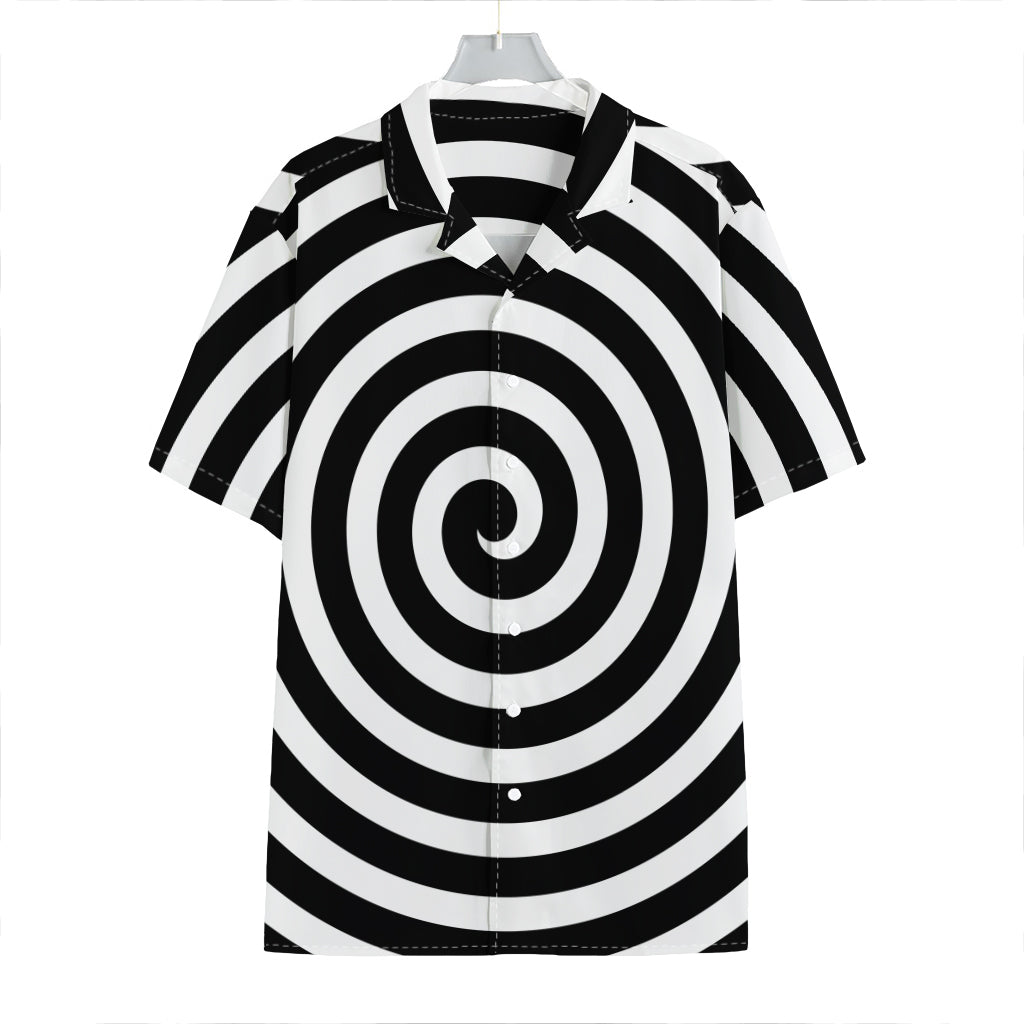 Black And White Swirl Illusion Print Hawaiian Shirt