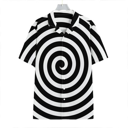 Black And White Swirl Illusion Print Hawaiian Shirt