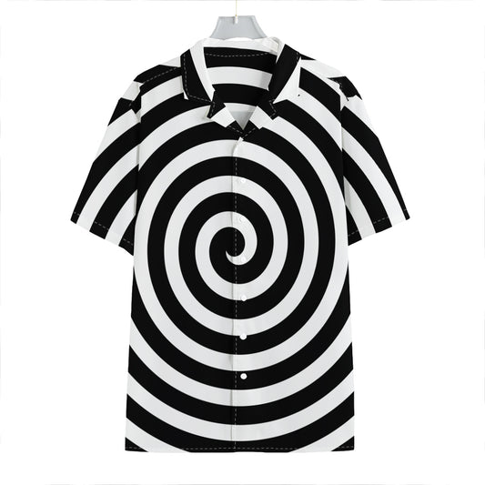 Black And White Swirl Illusion Print Hawaiian Shirt