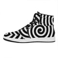 Black And White Swirl Illusion Print High Top Leather Sneakers