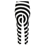 Black And White Swirl Illusion Print High-Waisted Pocket Leggings