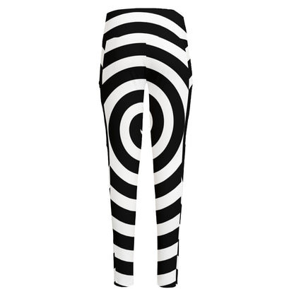 Black And White Swirl Illusion Print High-Waisted Pocket Leggings