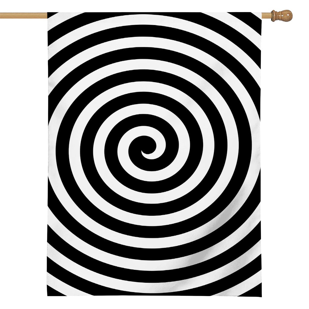 Black And White Swirl Illusion Print House Flag