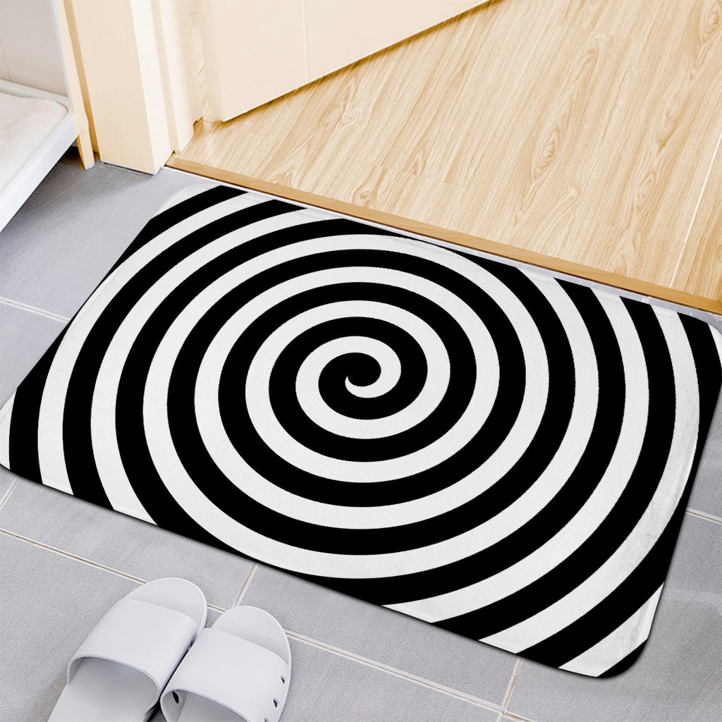 Black And White Swirl Illusion Print Indoor Door Mat