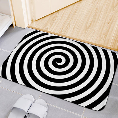 Black And White Swirl Illusion Print Indoor Door Mat