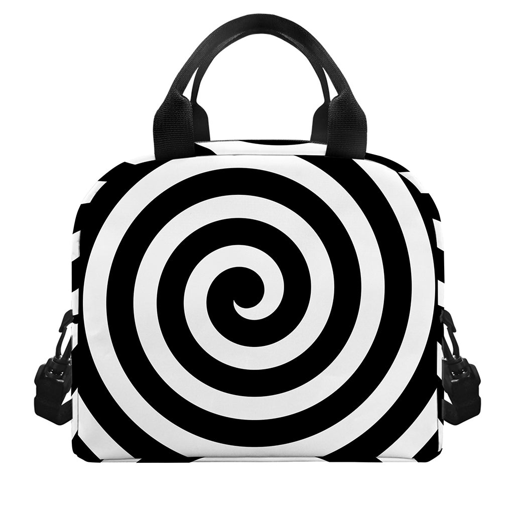 Black And White Swirl Illusion Print Insulated Lunch Bag