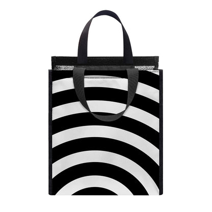 Black And White Swirl Illusion Print Insulated Lunch Tote